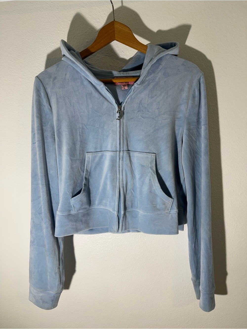 Juicy Couture Light Blue Suede Zip Hoodie Jacket - Women